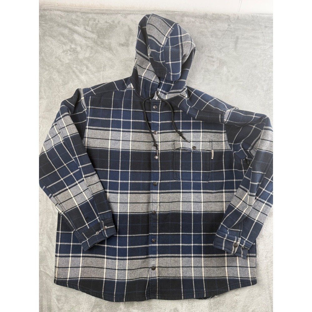 Wolverine Hooded Flannel Jacket XXL Plaid Fleece Lined Heavyweight Work Shirt‎